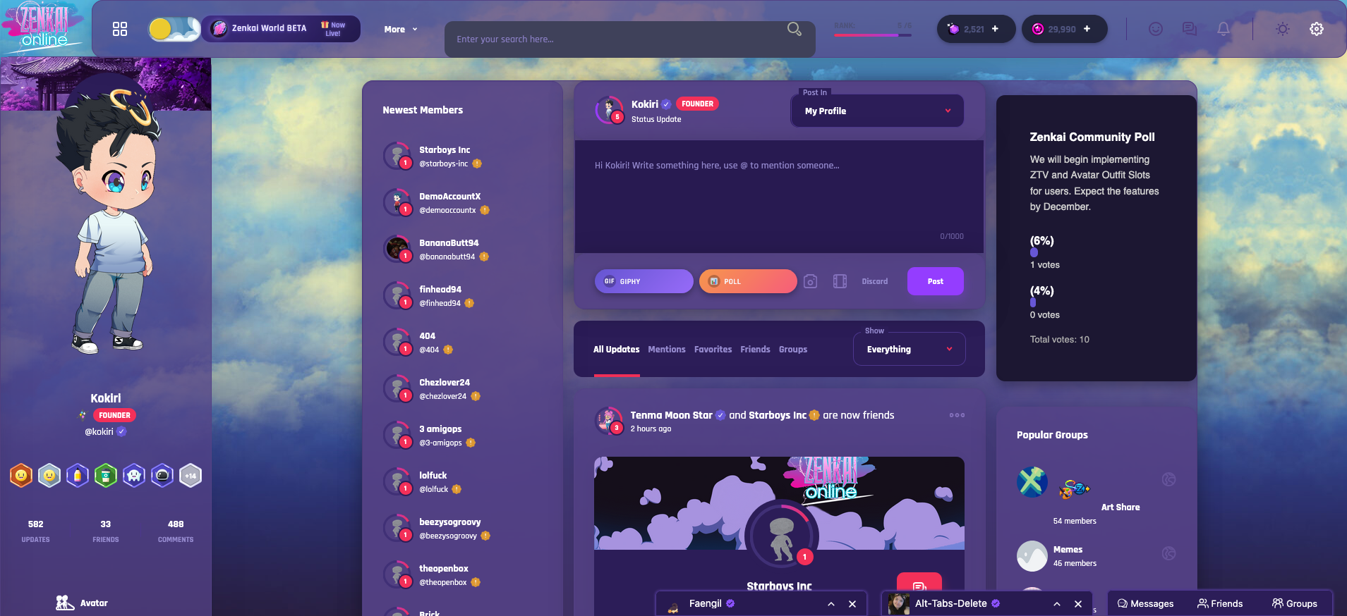 Zenkai dashboard screenshot
