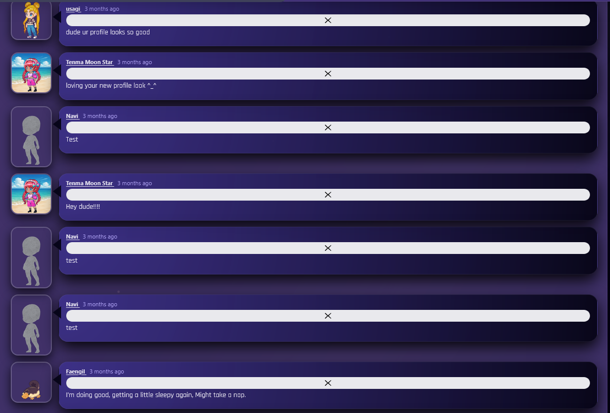 Profile comments screenshot